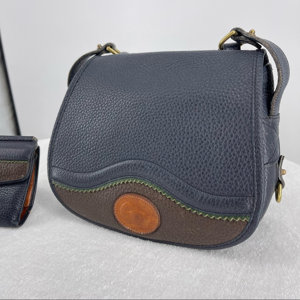 Dooney & Bourke Vintage Saddle Crossbody Blue Green Purse + Kisslock Wallet - Picture 14 of 15